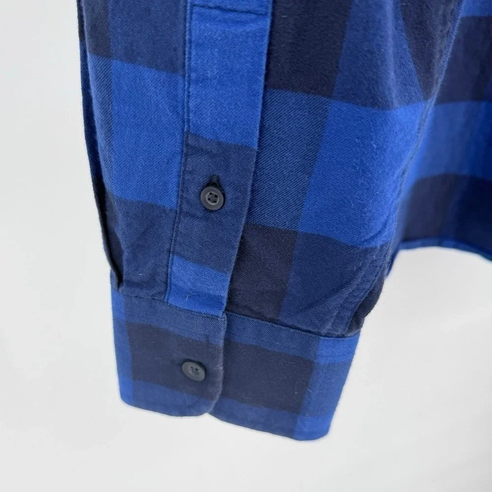 UNTUCKit Mens Large Buffalo Plaid Flannel Button Down Shirt Long Sleeve Blue - Picture 5 of 7